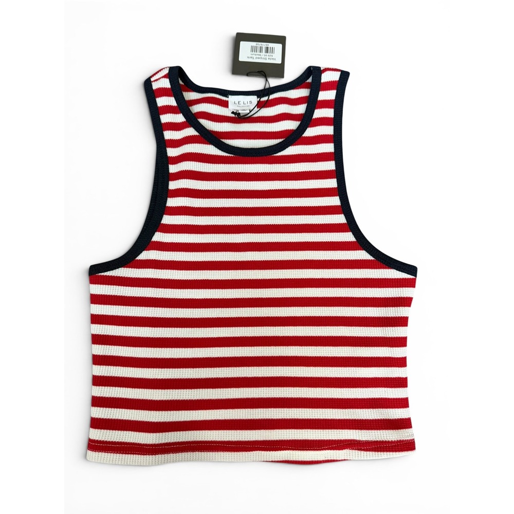 Le Lis Vada Striped Tank Top‎ Red White Navy Waffle Knit Womens Medium